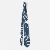 Cravate Feuilles de palmier bleu marine (Dos)
