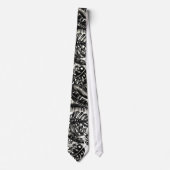 Cravate Feuilles de palmier tropicales noir et blanc chic  (Devant)