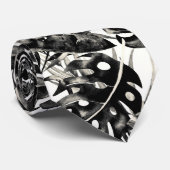 Cravate Feuilles de palmier tropicales noir et blanc Île c (Roulé)