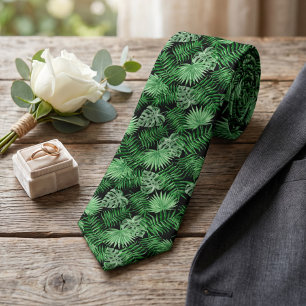 Cravate Feuilles de palmier vert chic tropical Art d'été