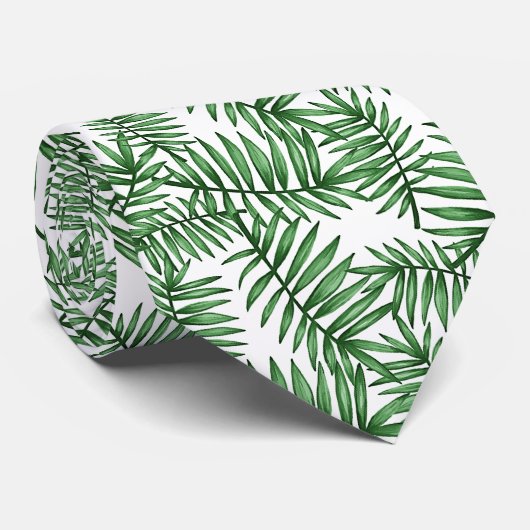 Cravate Feuilles de palmier vert tropical chic Art d'été (Roulé)