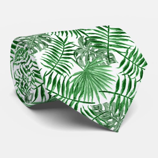 Cravate Feuilles de palmier vert tropical chic Été Art (Roulé)