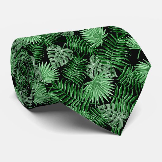 Cravate Feuilles de palmier vert tropical chic Été Art (Roulé)