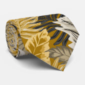 Cravate Feuilles de palmiers, tropical, botanique, jungle, (Roulé)