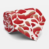 Cravate Feuilles de vol blanc et rouge Motif répétitif (Roulé)