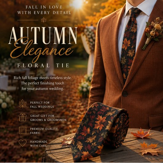Cravate Feuilles d'Héritage d'Automne Luxe