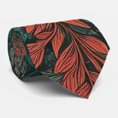 Cravate Feuilles Festif rouge et vert (Roulé)