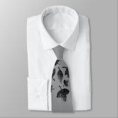 Cravate Feuilles gris brillant en argent automne motif d'a (Attaché)
