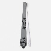 Cravate Feuilles gris brillant en argent automne motif d'a (Devant)