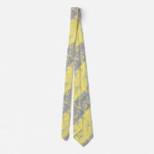 Cravate Feuilles gris et jaunes sur un arrière - plan rayé (Dos)