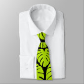 Cravate Feuilles Monstera en Lime Vert et noir (Attaché)