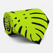 Cravate Feuilles Monstera en Lime Vert et noir (Roulé)