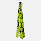 Cravate Feuilles Monstera en Lime Vert et noir (Dos)