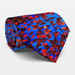 Cravate Feuilles rouges dans le ciel bleu