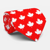 Cravate Feuilles rouges et blancs (Roulé)