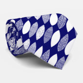 Cravate Feuilles texturés 03 Diagonal - Blanc sur Deep Nav (Roulé)