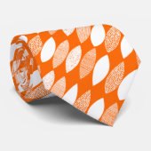 Cravate Feuilles texturés 03 Diagonal - Blanc sur Orange (Roulé)