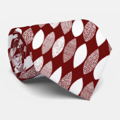 Cravate Feuilles texturés 03 Diagonal - Blanc sur rouge ru (Roulé)