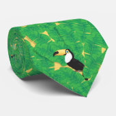 Cravate Feuilles toucans et bananes (Roulé)