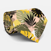 Cravate Feuilles Tropicales Abstraites Modernes & Points  (Roulé)