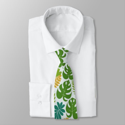 Cravate Feuilles Tropicales Vertes (Attaché)
