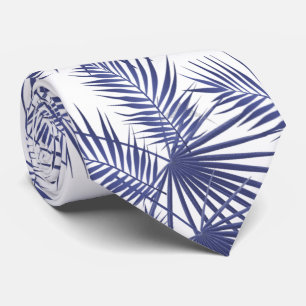 Cravate Feuilles tropicaux bleu palmier