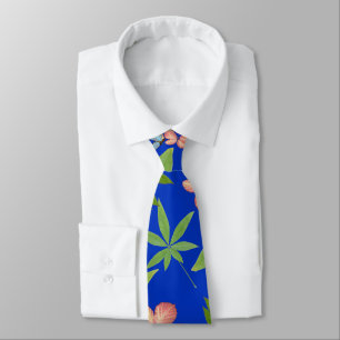 Cravate Feuilles tropicaux en bleu