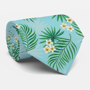 Cravate Feuilles tropicaux et fleurs