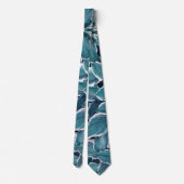 Cravate Feuilles turquoises et blancs (Dos)
