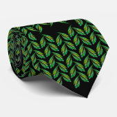 Cravate Feuilles vert néon - fractal, (Roulé)