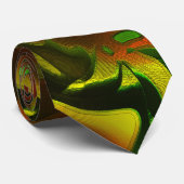 Cravate Feuilles verts de style découpé avec rayures numér (Roulé)