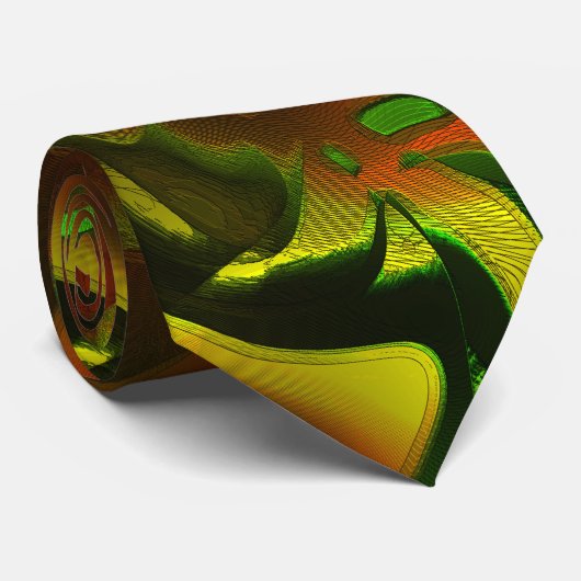 Cravate Feuilles verts de style découpé avec rayures numér (Roulé)