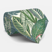 Cravate Feuilles verts tropicaux (Roulé)