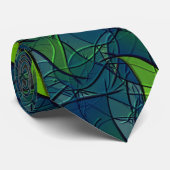 Cravate Feuilles virtuelles entaillées bleues avec hexagon (Roulé)