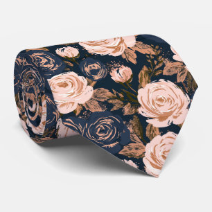 Cravate Fiançailles à impression de rose automne mariage