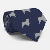 Cravate Field Spaniel Chien Silhouettes Motif Bleu (Roulé)