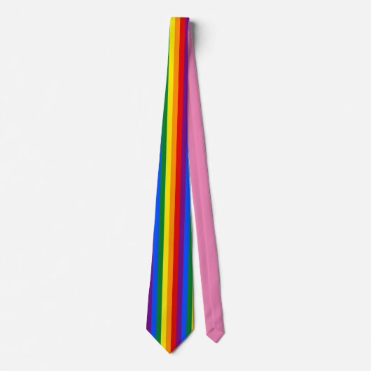 Cravate Fierté arc-en-ciel rayée (Devant)