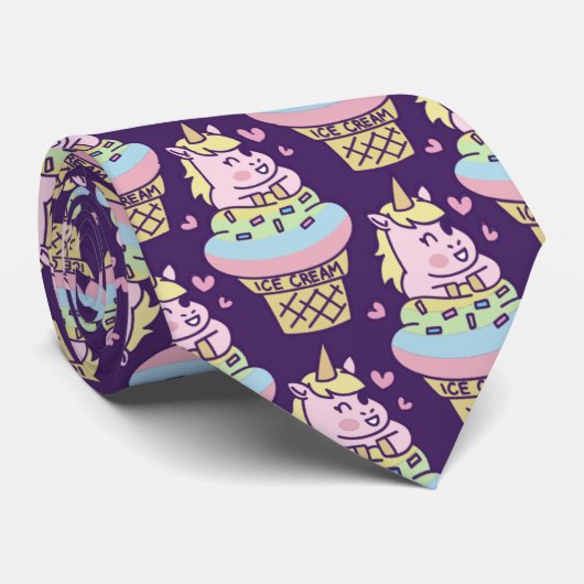 Cravate Fierté douce Unicorne Necktie (Roulé)