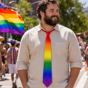 Cravate Fierté Gay Bear - Drapeau Arc-en-Ciel avec Emprein