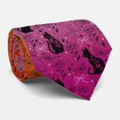 Cravate Fierté lesbienne Chat Noir - Mystique Sorcière (Roulé)