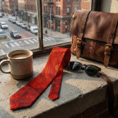 Cravate Fiery Orange Red Marble: Abstract Swirl Desgn