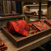 Cravate Fiery Orange Red Marble: Abstract Swirl Desgn