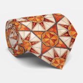 Cravate Fiery Red and Orange Starburst - Geometric Mosaic (Roulé)