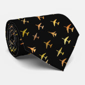 Cravate Fighter planes, on black (Roulé)