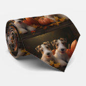 Cravate Fil Fox Terrier Puppy Automne Citrouille de plaisi (Roulé)
