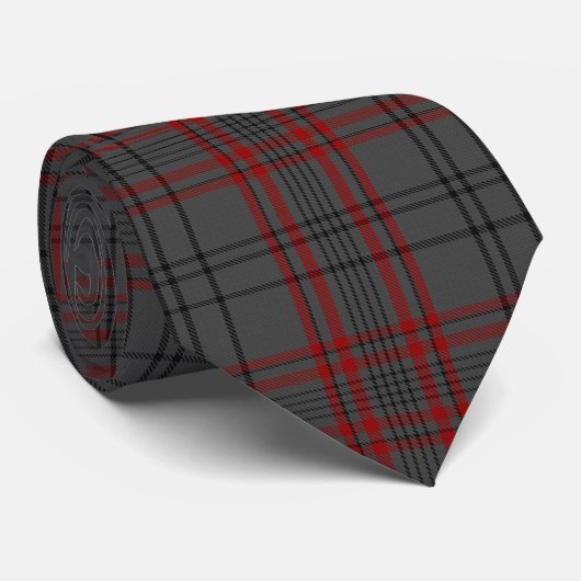 Cravate Fil Gris Rouge Noir Plaid Tartan Flannel (Roulé)