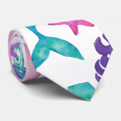 Cravate Fille Aquarelle Mermaids Contes Coquillages Motif (Roulé)