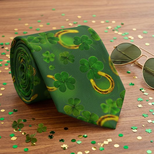 Cravate Fille chanceuse de la Saint-Patrick Vert & Trèfle 