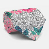 Cravate Fille Floral & Pink Silver Ombre Parties scintilla (Roulé)