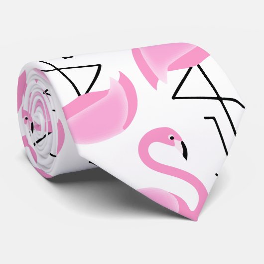 Cravate Fille moderne Tropical rose Flamingo modèle (Roulé)